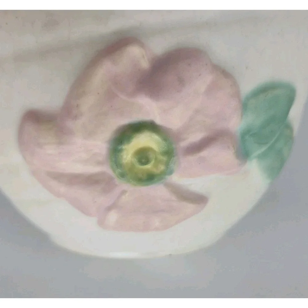 Weller Bonito Art Pottery Planter Pink Flower Ivory Crackle Glaze 1920s Art Deco